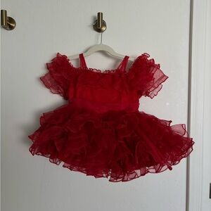 Girls vintage organza Christmas ruffle dress size 1